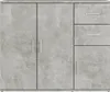A flat image of a grey sideboard with two doors and three drawers. Produktbild-Vorschau