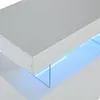 A close-up view of a white sideboard with integrated blue LED lighting. Produktbild-Vorschau
