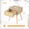 A diagram showing the dimensions of a wooden nightstand with a drawer. Náhled obrázku produktu
