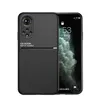 A black phone case is shown on a white background, with a smartphone screen visible through the case. Produktbild-Vorschau