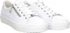 A pair of white leather sneakers with silver zippers and laces, shown from a slightly elevated side angle against a white background. Produktbild-Vorschau