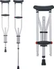 Three views of a pair of aluminum forearm crutches against a white background. Produktbild-Vorschau