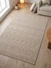 Teppich Beige rechteckig Muster Draufsicht Produktbild-Vorschau