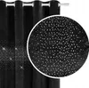 A close-up view of a black velvet curtain with scattered silver crystals, showing the texture and sparkle. Podgląd zdjęcia produktu