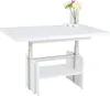 A white lift-top coffee table with a shelf underneath, decorated with a vase of flowers and small white cups. Produktbild-Vorschau