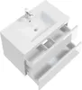 A white bathroom vanity with a sink and faucet, with two drawers partially open. Podgląd zdjęcia produktu