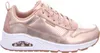 A side view of a rose gold Skechers Uno-Metallixs sneaker. Voir les images du produit