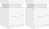 Two identical white bedside tables with LED lights. Podgląd zdjęcia produktu