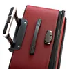 Close-up view of a red suitcase, showing the handle, a side handle, and a combination lock. Produktbild-Vorschau