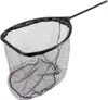 A fishing net with a black handle and black mesh net, shown against a white background. Produktbild-Vorschau