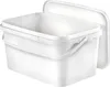 A white rectangular bucket with a lid and handle is shown against a white background. Voir les images du produit
