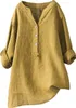 ASKSA Damen Baumwolle Leinen Bluse Einfarbig Langarm Shirt Produktbild-Vorschau 1