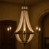 Lustre Abdallah bois métal 93cm | Lustre indien shabby chic Voir les images du produit 2