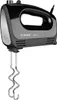 A black Bosch hand mixer with silver accents and beaters is shown against a white background. Produktbild-Vorschau