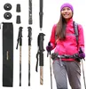 A collage of trekking poles and a woman wearing trekking gear. Produktbild-Vorschau