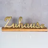 Zuhause Schriftzug L40cm Metall Gold Mango Holz Aufsteller Produktbild-Vorschau 3