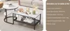 A set of nesting coffee tables with a marble-like top and black metal legs, displayed in a living room setting. Voir les images du produit
