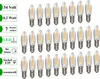 A collection of LED filament light bulbs arranged in rows against a white background, with informational text labels on the left side. Produktbild-Vorschau