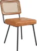 A single chair with a brown faux leather seat and a rattan backrest, set against a white background. Produktbild-Vorschau