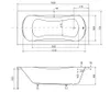 Technical drawing of a bathtub with dimensions indicated. Produktbild-Vorschau