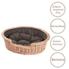 Hundekorb aus Weide oval mit einem Kissen 100X75 H27 CM Produktbild-Vorschau 3