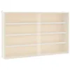 A white wooden display cabinet with multiple shelves and transparent sliding doors, shown against a white background. Voir les images du produit
