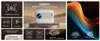 A collage of marketing images for a mini projector, showing its features and specifications. Produktbild-Vorschau