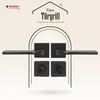 A marketing image showcasing black door handles and related hardware, presented with text and a house graphic. Produktbild-Vorschau