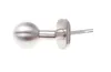 A silver, cylindrical doorknob with an oval base and a metal spindle is shown against a white background. Produktbild-Vorschau
