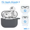 A product image showcasing a gray silicone case for Apple AirPods 3, with comparison images of AirPods Pro and AirPods 1&2 cases. Produktbild-Vorschau