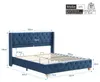 Letto imbottito 160x200 cm, colore blu, con rivestimento in Anteprima dell’immagine prodotto 2