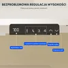Close-up of a control panel for a height-adjustable desk, showing a digital display and control buttons, with text callouts explaining its features. Podgląd zdjęcia produktu