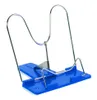 A product shot of a blue book stand with silver metal supports. Náhľad obrázku produktu