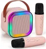 Set Karaoke 2Pcs Microfoni + Altoparlante Wireless Regalo Anteprima dell’immagine prodotto 6