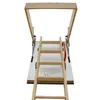 A wooden attic ladder is shown deployed from a white hatch, against a white background. Produktbild-Vorschau