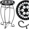 A black metal mosaic side table with a black and white patterned top. Produktbild-Vorschau