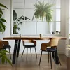 A dining room with a live-edge wood table and chairs, set near a large window with plants. Náhľad obrázku produktu