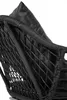 A close-up view of the back of a black woven chair with a black cushion. Produktbild-Vorschau