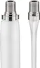Close-up of two white coaxial cable connectors with silver threaded ends. Produktbild-Vorschau
