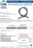 A technical data sheet for a washing machine drain hose, showing the product and diagrams. Produktbild-Vorschau