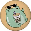 Jelly & Friends Frosch mit Bubbletea Magnet rund Produktbild-Vorschau 1