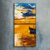 Wohnzimmer-Bild Leinwand Uhr Geräuschlos 30x60 Wasser Boot Produktbild-Vorschau 2