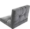 A gray floor cushion or floor mattress with a tufted backrest, shown from a side angle against a white background. Produktbild-Vorschau