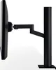 A side view of a black monitor arm attached to a monitor, resting on a white surface. Produktbild-Vorschau