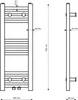 Technical drawing of a radiator with dimensions. Podgląd zdjęcia produktu