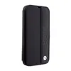 A black BMW branded iPhone case is shown against a white background. Produktbild-Vorschau