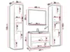 A diagram showing the dimensions of a bathroom furniture set. Náhľad obrázku produktu