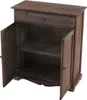 A dark brown wooden cabinet with two open doors and two shelves inside, against a white background. Náhľad obrázku produktu