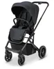A black baby stroller is shown against a white background. Produktbild-Vorschau
