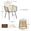 Diagrams showing the dimensions of a rattan chair and table set. Produktbild-Vorschau